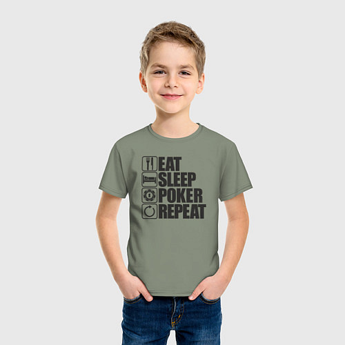 Детская футболка Eat, sleep, poker, repeat / Авокадо – фото 3