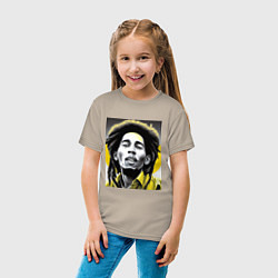 Футболка хлопковая детская Bob Marley Digital Art, цвет: миндальный — фото 2