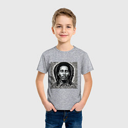 Футболка хлопковая детская Черно-белый Арт Боб Марли, цвет: меланж — фото 2