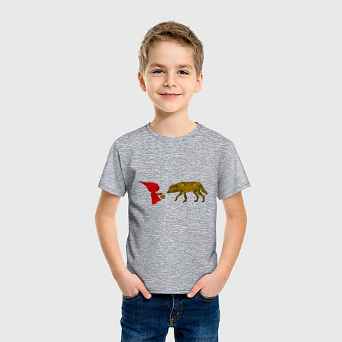 Детская футболка Красная Шапочка и волк / Меланж – фото 3