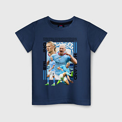 Футболка хлопковая детская Холанд Эрлинг, цвет: тёмно-синий