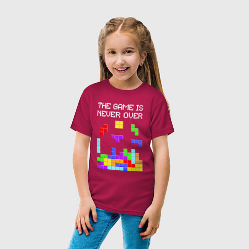 Детская футболка Tetris - the game is never over / Маджента – фото 4