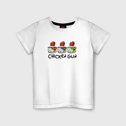 Футболка хлопковая детская Chicken gun - три курочки, цвет: белый