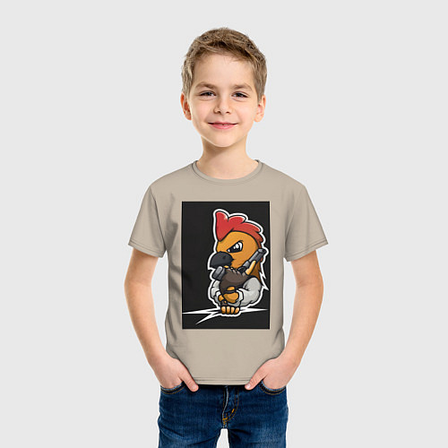 Детская футболка Chicken Gun арт / Миндальный – фото 3