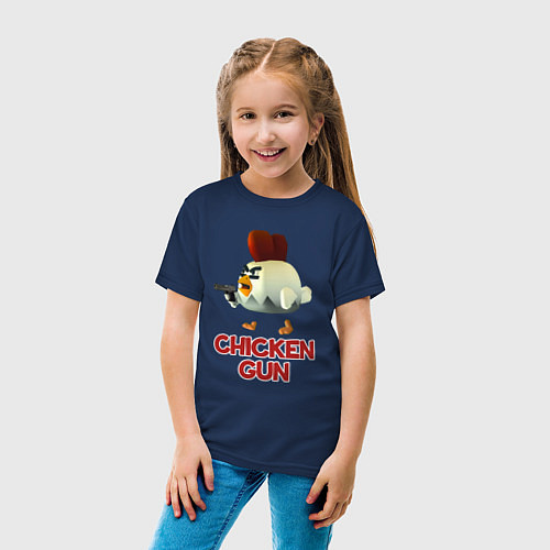 Детская футболка Chicken Gun chick / Тёмно-синий – фото 4