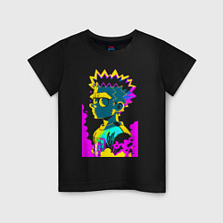 Футболка хлопковая детская Bart Simpson - pop art, цвет: черный