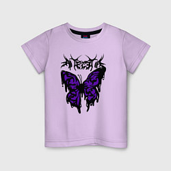 Футболка хлопковая детская Gothic black butterfly, цвет: лаванда