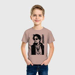 Футболка хлопковая детская Johnny Depp - graphics, цвет: пыльно-розовый — фото 2