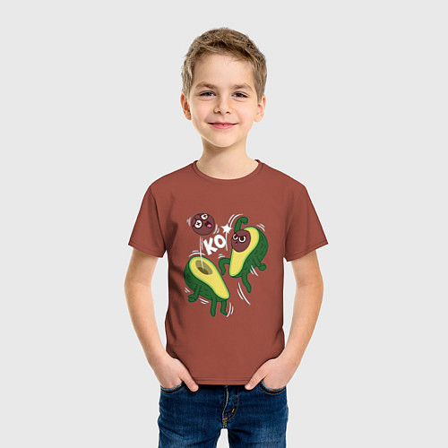 Детская футболка Каваи авокадо - нокаут / Кирпичный – фото 3