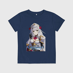 Футболка хлопковая детская Genshin Noelle, цвет: тёмно-синий