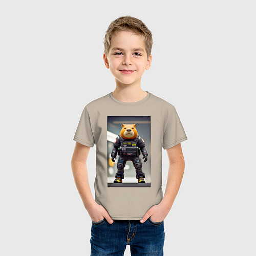 Детская футболка Capy-policeman - cyberpunk / Миндальный – фото 3