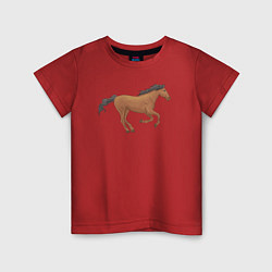 Футболка хлопковая детская Мустанг лошадка, цвет: красный