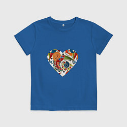 Футболка хлопковая детская Сердце с абстрактным узором, цвет: синий
