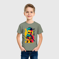 Футболка хлопковая детская Bart Simpson - samurai - bushido, цвет: авокадо — фото 2