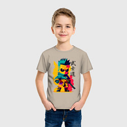 Футболка хлопковая детская Bart Simpson - samurai - bushido, цвет: миндальный — фото 2