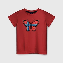 Футболка хлопковая детская Норвегия бабочка, цвет: красный