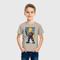 Футболка хлопковая детская Homer Simpson - cyberninja - fantasy, цвет: миндальный — фото 2