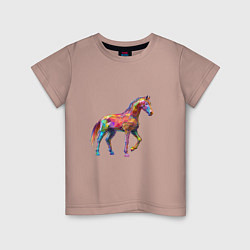 Футболка хлопковая детская Конь геометрик, цвет: пыльно-розовый