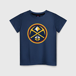 Футболка хлопковая детская Denver Nuggets logo, цвет: тёмно-синий