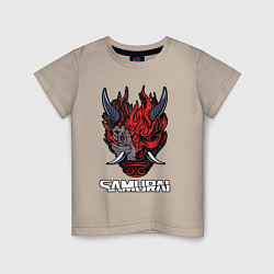 Футболка хлопковая детская Samurai logo, цвет: миндальный