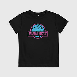 Футболка хлопковая детская Miami Heat team, цвет: черный