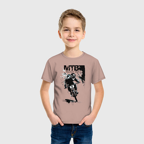 Детская футболка Mountain bike - extreme / Пыльно-розовый – фото 3