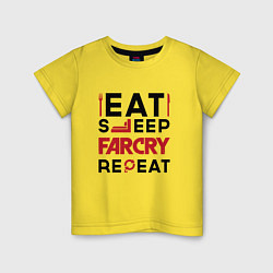 Футболка хлопковая детская Надпись: eat sleep Far Cry repeat, цвет: желтый