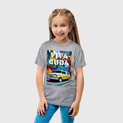 Футболка хлопковая детская Viva Cuba - car - retro, цвет: меланж — фото 2