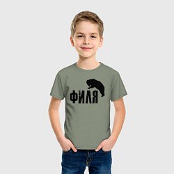 Футболка хлопковая детская Филя м медведь, цвет: авокадо — фото 2