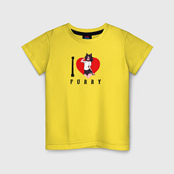Футболка хлопковая детская I love Furry SF, цвет: желтый