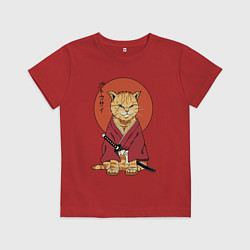 Футболка хлопковая детская Samurai kimono cat, цвет: красный