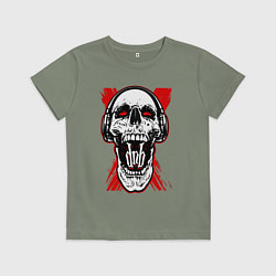 Футболка хлопковая детская DnB skull, цвет: авокадо