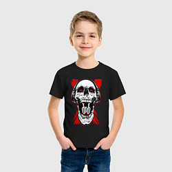 Футболка хлопковая детская DnB skull, цвет: черный — фото 2