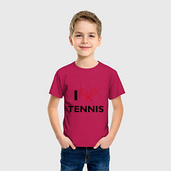 Футболка хлопковая детская I Love Tennis, цвет: маджента — фото 2