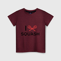 Футболка хлопковая детская I Love Squash, цвет: меланж-бордовый