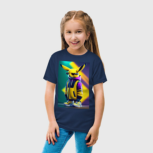 Детская футболка Модный пикачу / Тёмно-синий – фото 4