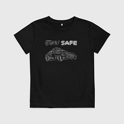 Футболка хлопковая детская Stay safe white, цвет: черный