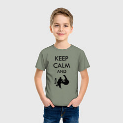 Футболка хлопковая детская Keep calm and judo, цвет: авокадо — фото 2