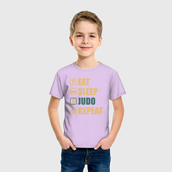 Футболка хлопковая детская Eat sleep judo, цвет: лаванда — фото 2