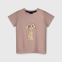 Футболка хлопковая детская Нежные жирафы, цвет: пыльно-розовый