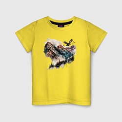Футболка хлопковая детская Mountain eagle, цвет: желтый