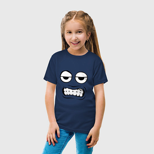 Детская футболка Unhappy tired emoji smile face / Тёмно-синий – фото 4