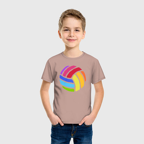Детская футболка Rainbow volleyball / Пыльно-розовый – фото 3