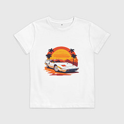 Футболка хлопковая детская Ретро Феррари, цвет: белый