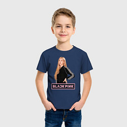 Футболка хлопковая детская Блэкпинк Роза, цвет: тёмно-синий — фото 2