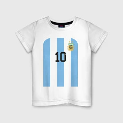 Футболка хлопковая детская Месси сборная Аргентины ЧМ 2022, цвет: белый