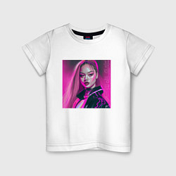 Футболка хлопковая детская Blackpink Lisa аниме рисунок, цвет: белый