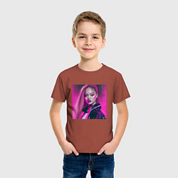 Футболка хлопковая детская Blackpink Lisa аниме рисунок, цвет: кирпичный — фото 2