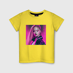 Футболка хлопковая детская Blackpink Lisa аниме рисунок, цвет: желтый