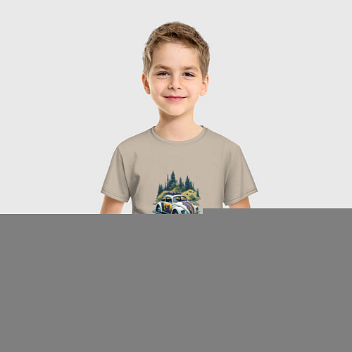 Детская футболка Ретро Фольксваген Жук / Миндальный – фото 3